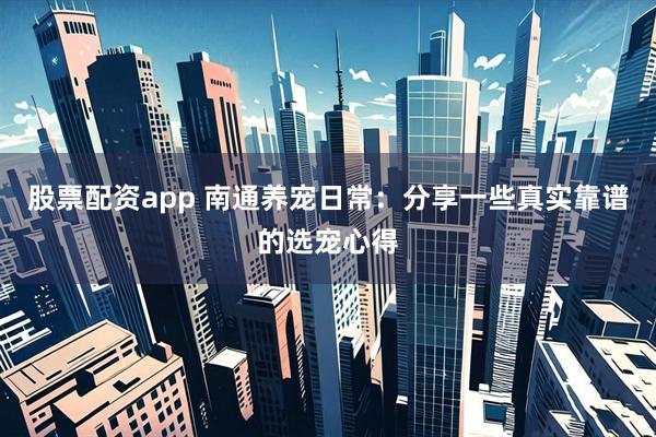 股票配资app 南通养宠日常：分享一些真实靠谱的选宠心得